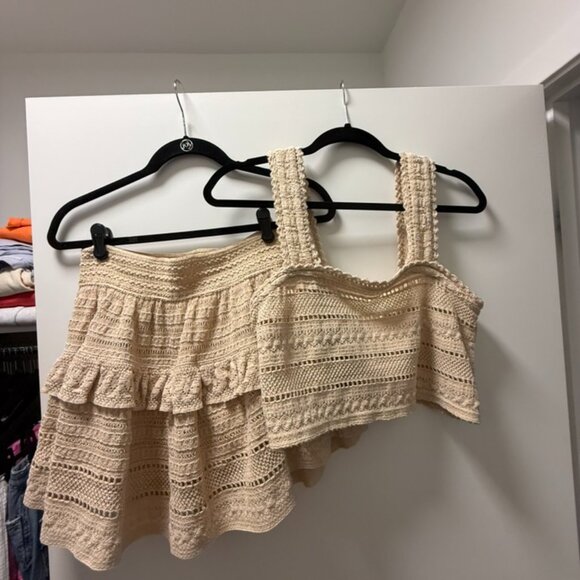 Aerie Ruffled Crochet Mini Skirt Set - Picture 3 of 7